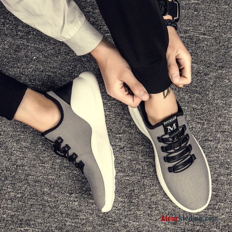 Heren Sportschoenen Skateboard Schoenen Mannen Casual Ademende Trend Running Canvas Brits Grijs