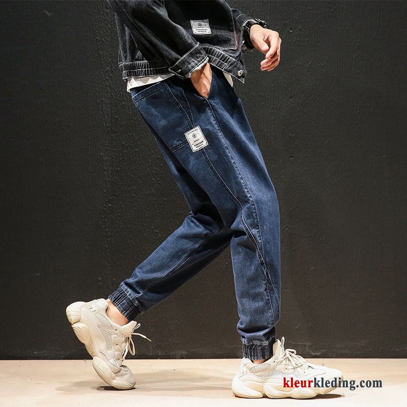 Heren Strak Mini Spijkerbroek Jeans Mannelijk Herfst Jeugd Blauw Elastiek