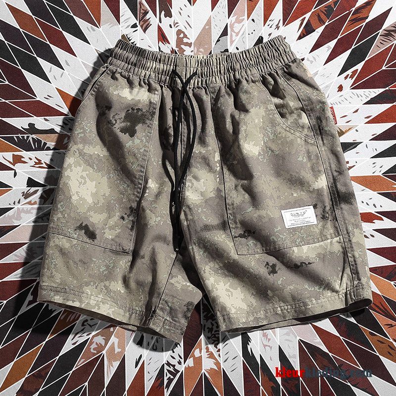 Heren Strand Cargo Trendy Merk Groen Camouflage Casual Zomer Korte Broek