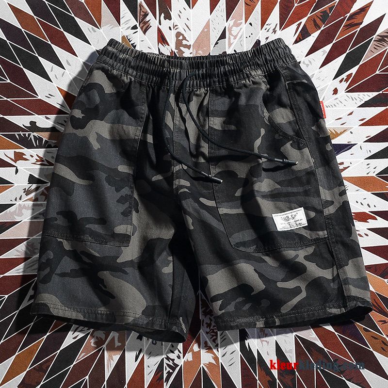 Heren Strand Cargo Trendy Merk Groen Camouflage Casual Zomer Korte Broek