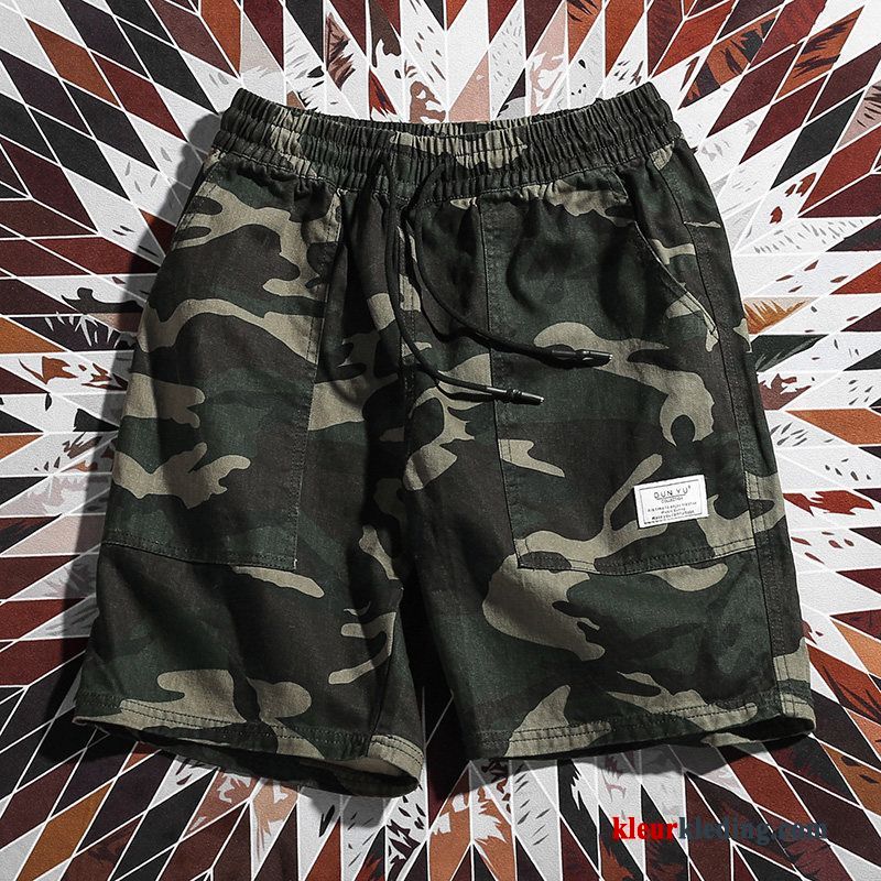 Heren Strand Cargo Trendy Merk Groen Camouflage Casual Zomer Korte Broek