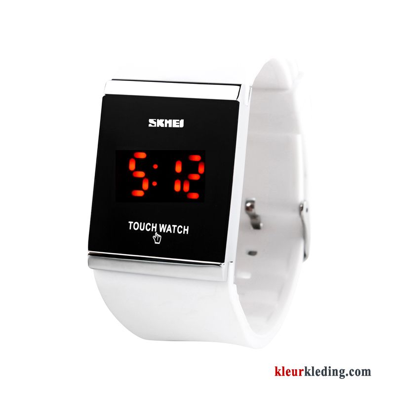 Heren Student Led Horloge Dames Waterdicht Touchscreen Wit