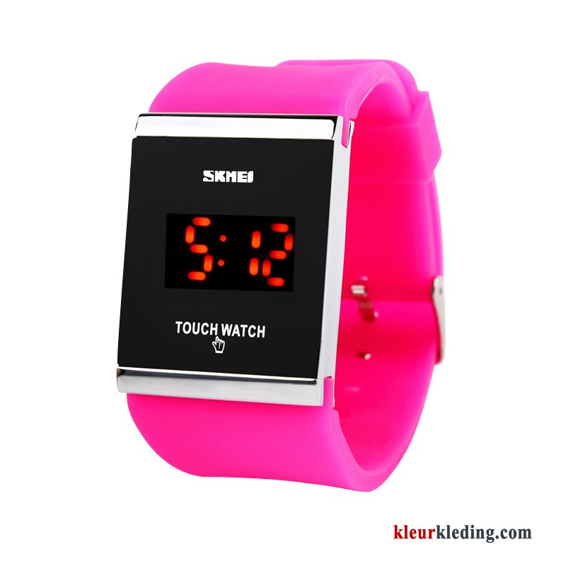 Heren Student Led Horloge Dames Waterdicht Touchscreen Wit