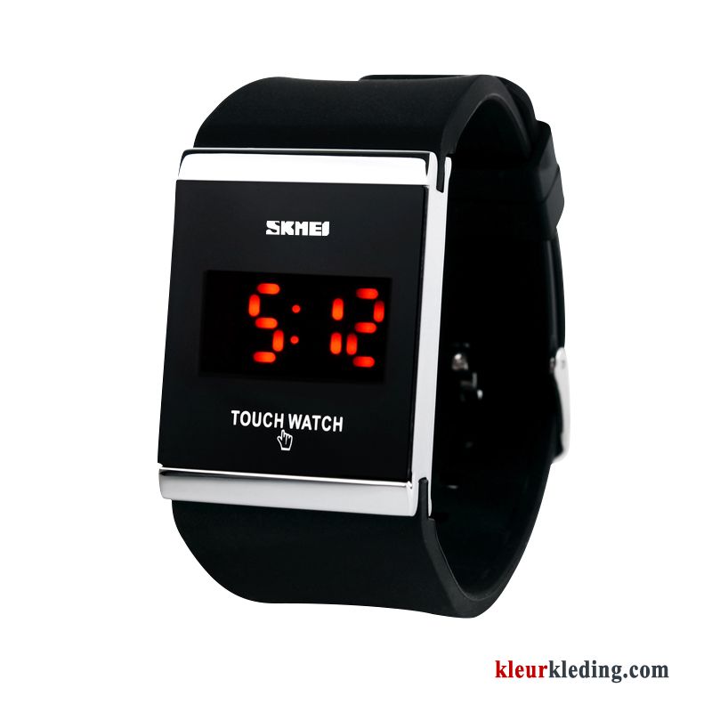 Heren Student Led Horloge Dames Waterdicht Touchscreen Wit