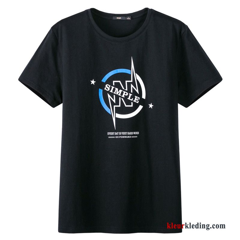 Heren T-shirts Nieuw Zomer Katoen Ronde Hals Jasje Halve Mouw Blauw Korte Mouw