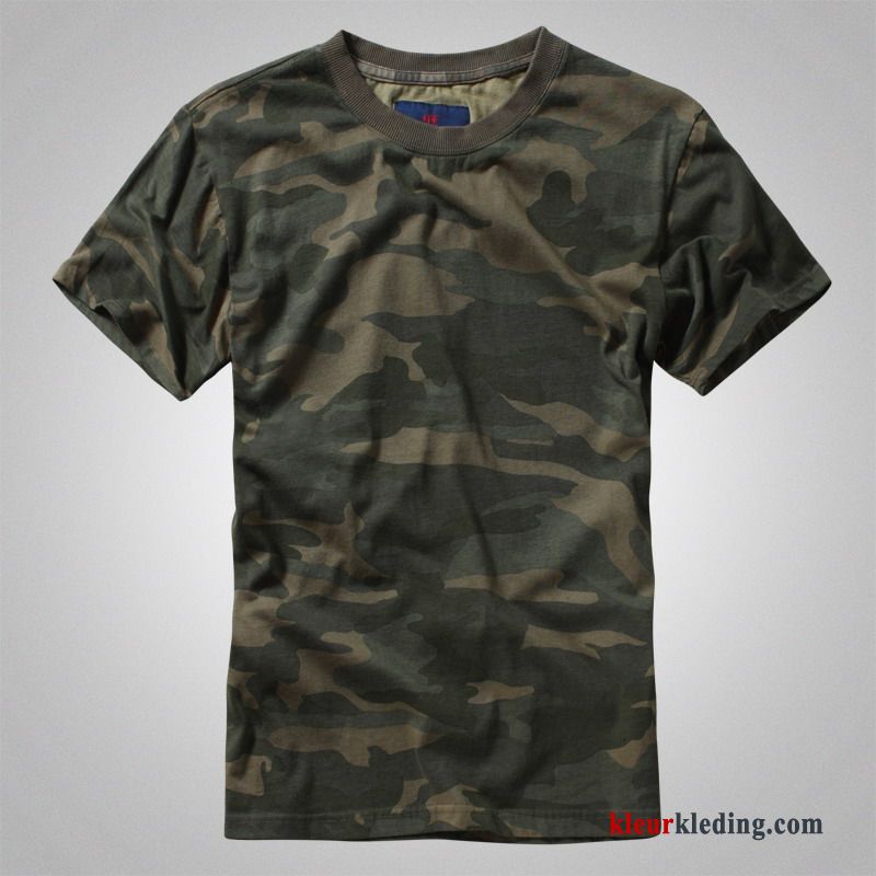 Heren T-shirts Ronde Hals Halve Mouw Outdoor Zomer Mannelijk Camouflage Korte Mouw Trend