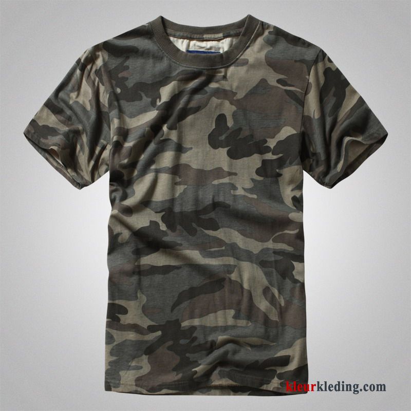 Heren T-shirts Ronde Hals Halve Mouw Outdoor Zomer Mannelijk Camouflage Korte Mouw Trend