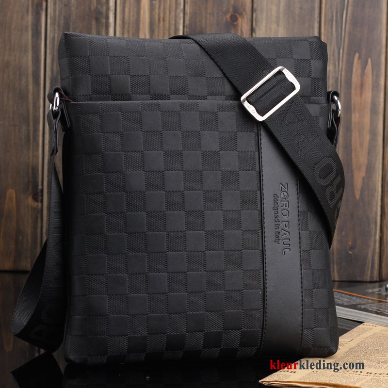 Heren Tas Business Geruit Schoudertas Messenger Tas Casual Rugzak Bruine