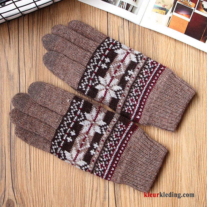 Heren Touchscreen Mode Grijs Blijf Warm Winter Handschoen Pluche Winddicht