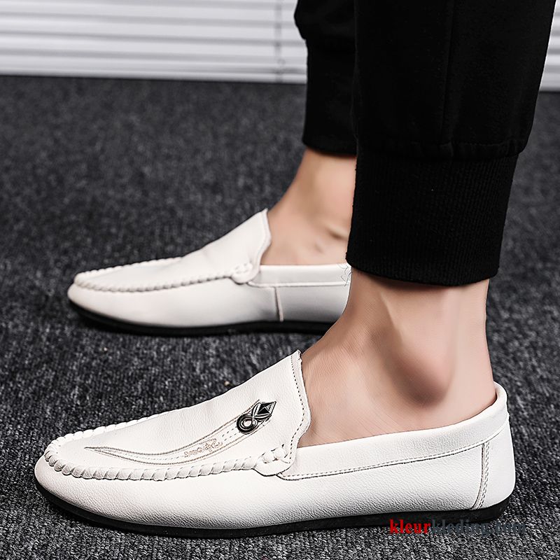 Heren Trend Alle Wedstrijden Schoenen Casual Slip On Zomer Leren Schoenen Mannen Zwart