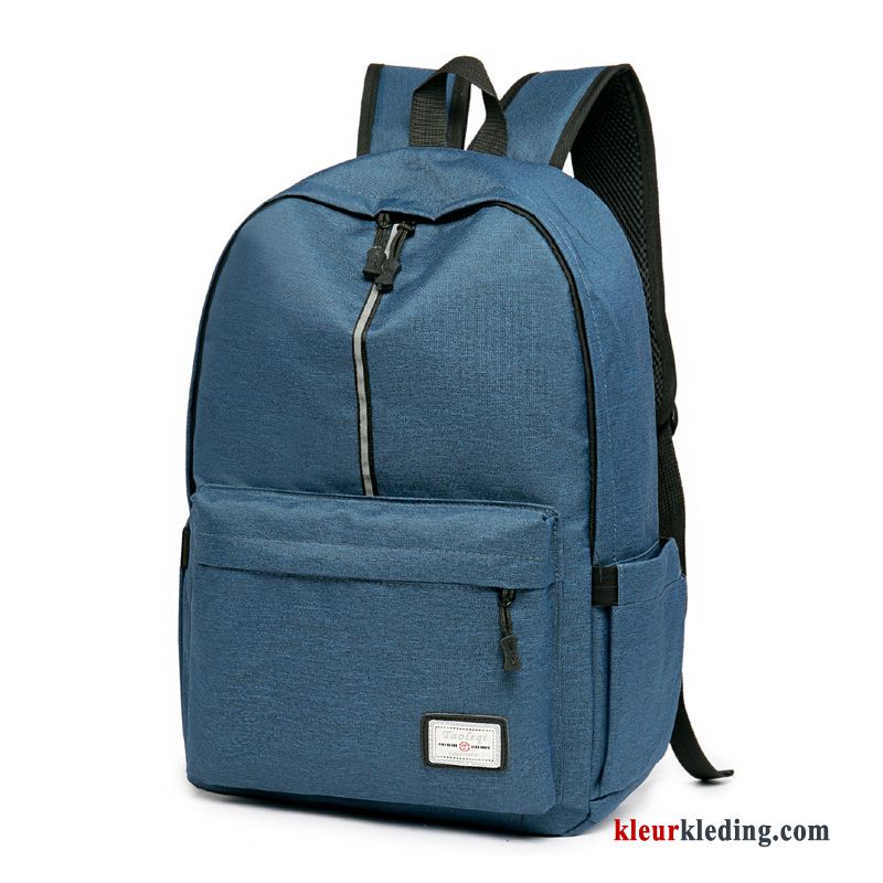 Heren Trend Eenvoudig Schooltas Doek Oxford Casual Rugzak Dames Blauw