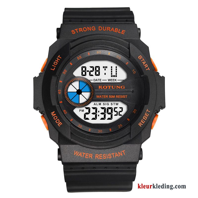 Heren Trend Elektronisch Horloge Sport Gemiddelde Student Running Waterdicht Zwart Beige