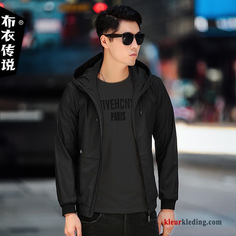 Heren Trend Jasje Grijs Slim Fit Hoodie Casual Letter Jack