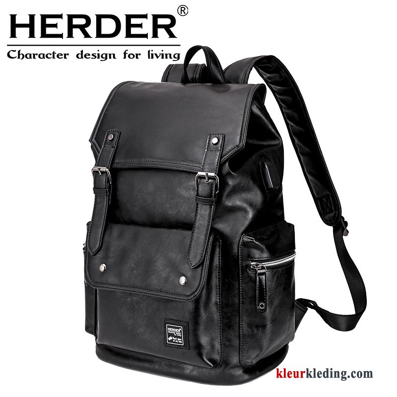 Heren Trend Reizen Rugzak Mode Schooltas Casual Zwart