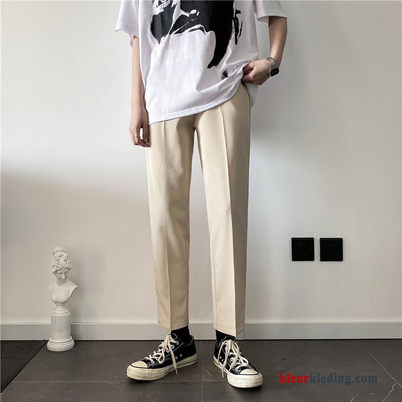 Heren Trend Slim Fit Broek Zwart Trendy Merk Pak Rechtdoor Grijs