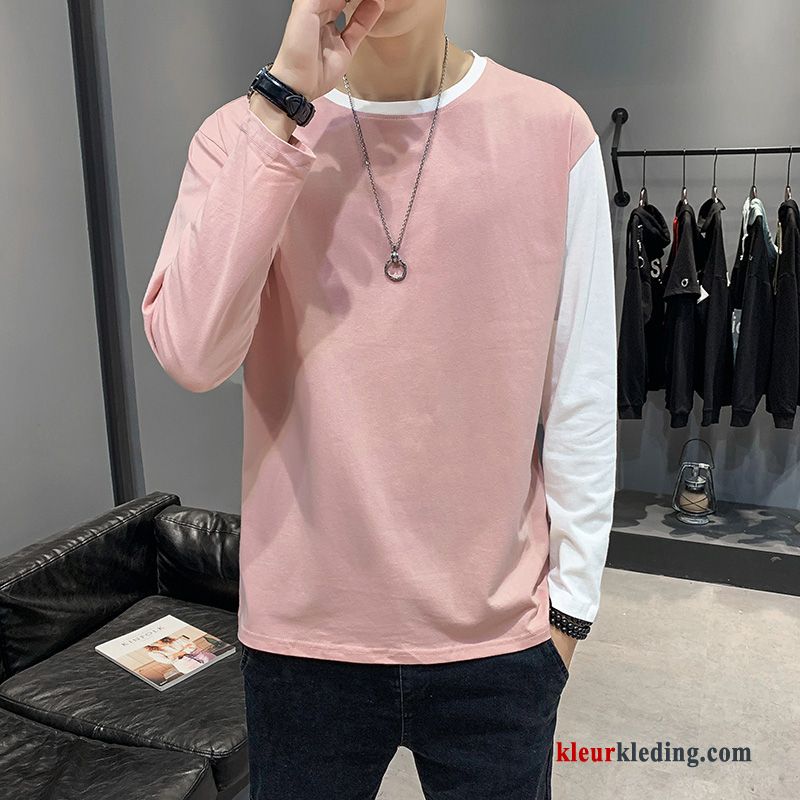 Heren Trendy Merk Gebreid Hemd Hoodie Onderhemd T-shirt Lange Mouw Nieuw Losse Wit