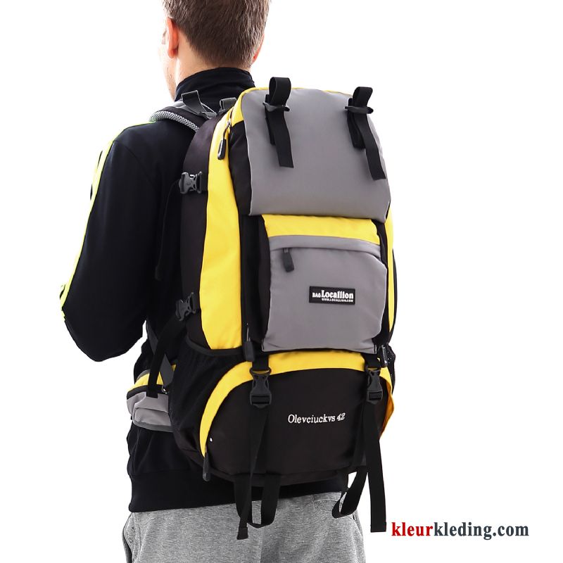 Heren Wandelrugzak Outdoor Alpinisme Reis Reizen Tas Schooltas Rugzak Grote Capaciteit Kaki