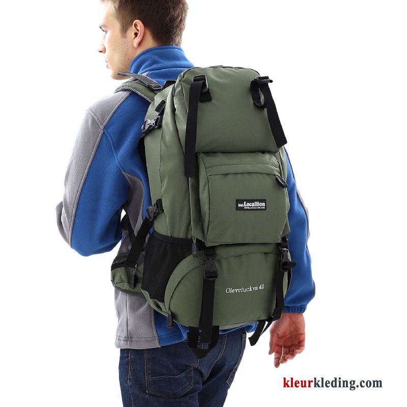 Heren Wandelrugzak Outdoor Alpinisme Reis Reizen Tas Schooltas Rugzak Grote Capaciteit Kaki