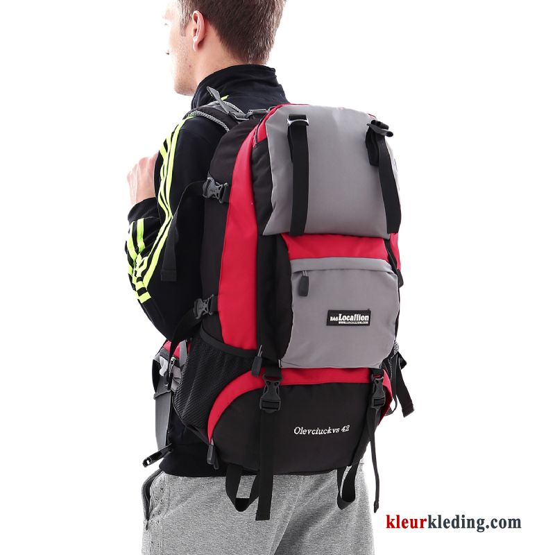 Heren Wandelrugzak Outdoor Alpinisme Reis Reizen Tas Schooltas Rugzak Grote Capaciteit Kaki