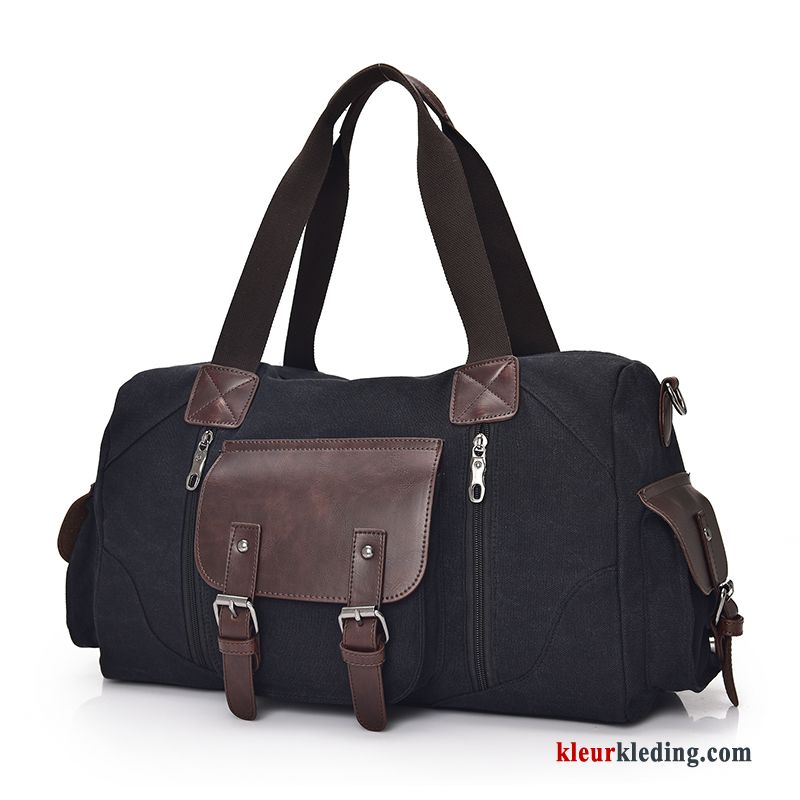 Heren Wandelrugzak Tas Handtas Canvas Business Messenger Tas Reizen Casual Trend Zwart