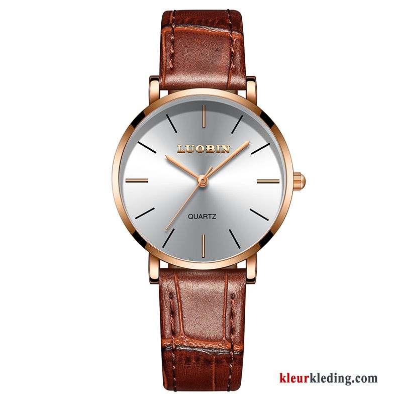 Heren Waterdicht Mode Dames Quartz Horloge Student Nieuw Eenvoudig Lovers Bruine