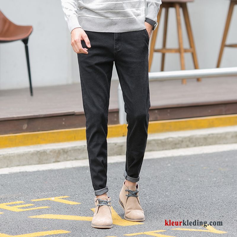 Herfst Lange Vintage Mannelijk Spijkerbroek Jeans Zwart Trend Elastiek Heren