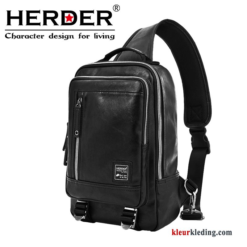 Heuptas Casual Rugzak Schoudertas Mini Messenger Tas Borst Tas Heren Zwart