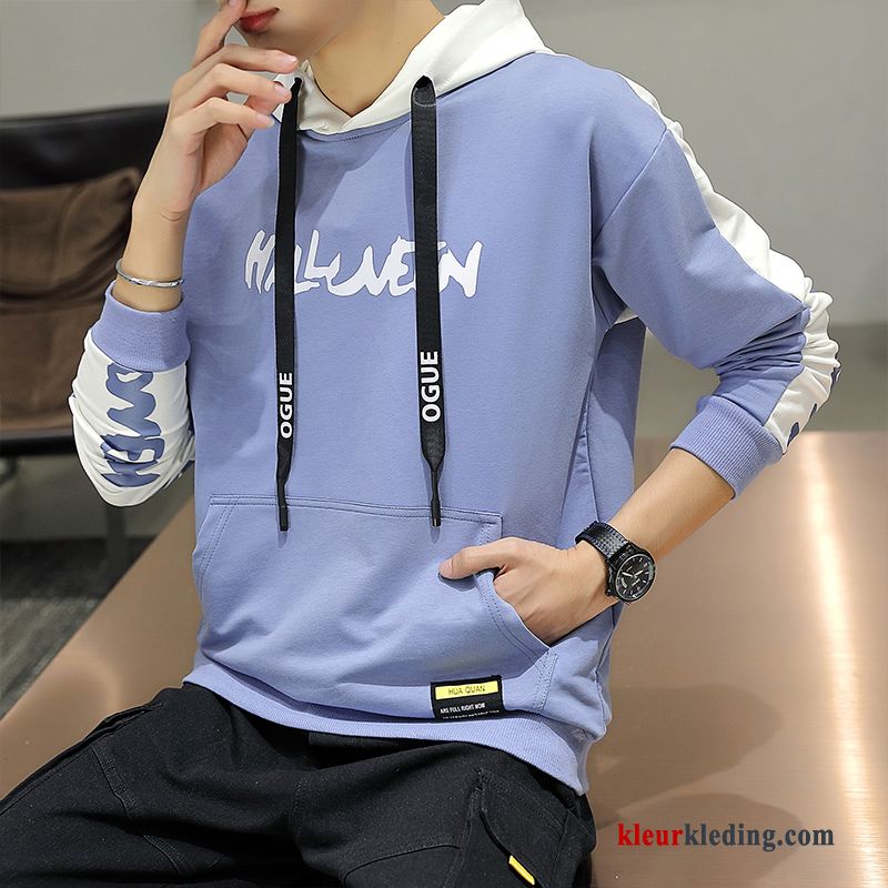 Hip-hop Blauw T-shirt Lange Mouw Losse Student Trend Hoodie Heren