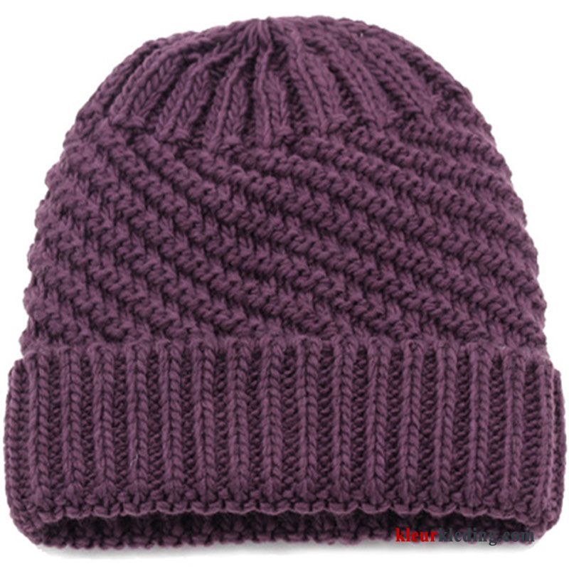 Hoed Dames Winter Herfst Wollen Muts Moeder Dun Purper Voorjaar