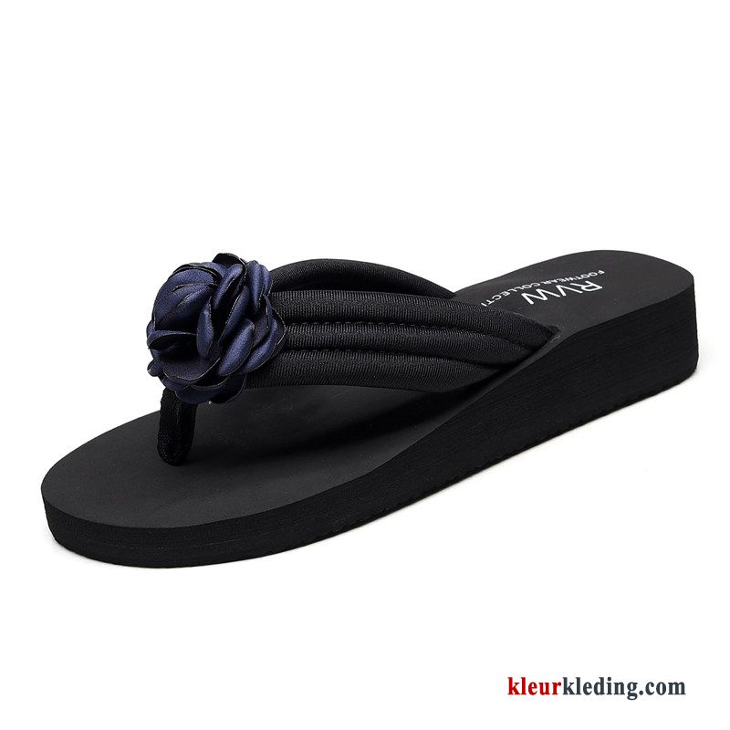 Hoge Hakken Groot Antislip Bloemen Vrouwen Slipper Zomer Mode Dames