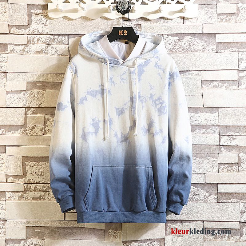 Hoodie Blauw Verloop Herfst Voorjaar Nieuw Losse Trend Dunne Heren