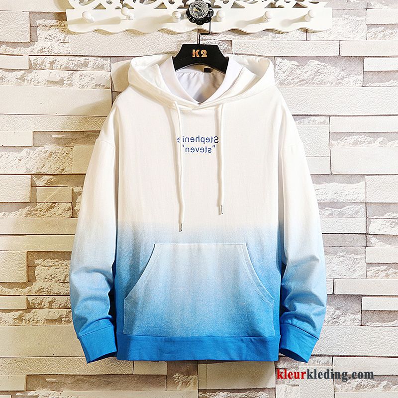 Hoodie Blauw Verloop Herfst Voorjaar Nieuw Losse Trend Dunne Heren