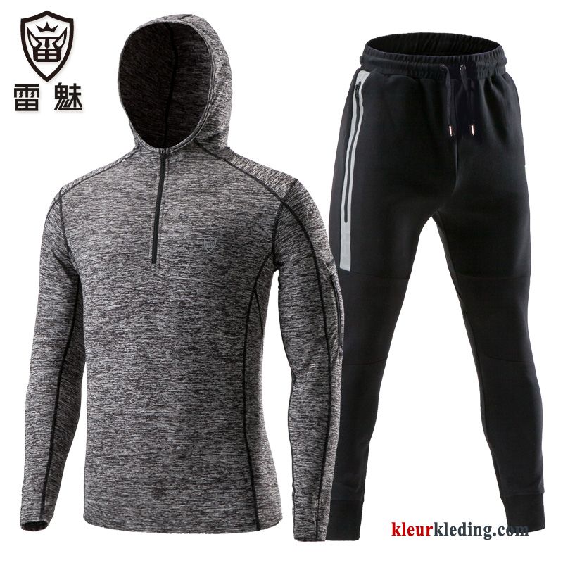 Hoodie Diepe Kleur Sportkleding Grijs Herfst Broek Heren Geschiktheid