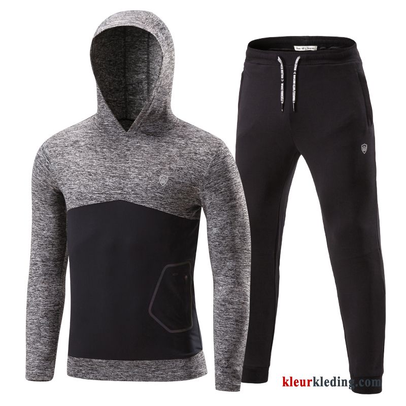 Hoodie Diepe Kleur Sportkleding Grijs Herfst Broek Heren Geschiktheid