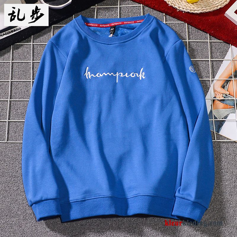 Hoodie Hip-hop Plus Kasjmier Blauw Heren Trendy Merk Lange Mouwen Casual Herfst