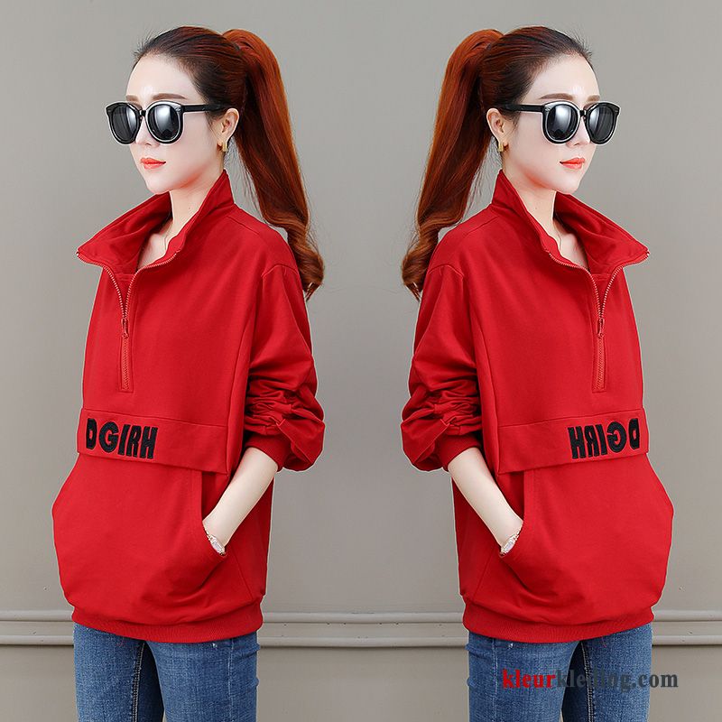 Hoodie Jas Nieuw Jasje Dames Trend Herfst Rood