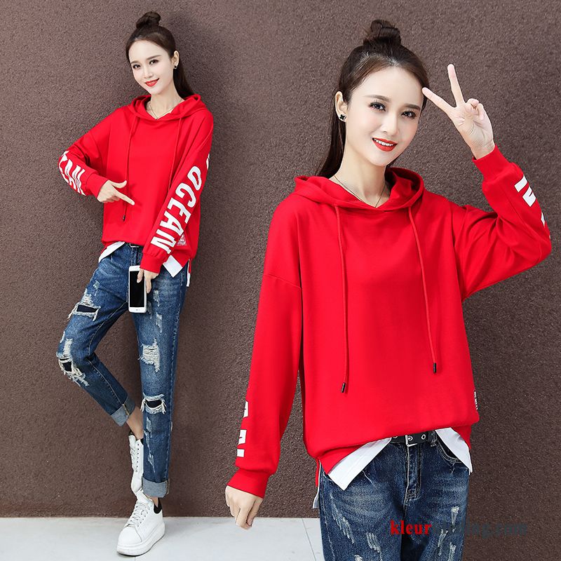 Hoodie Losse Dames Jas Super Rood Casual Groot Voorjaar