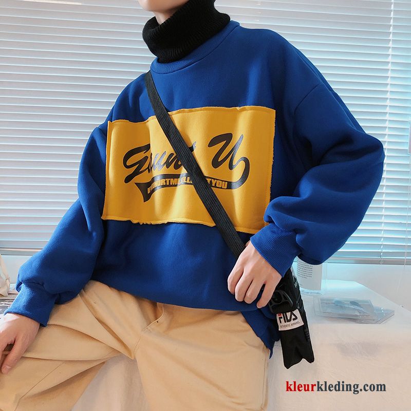 Hoodie Lovers Plus Kasjmier Geel Heren Hoge Kraag Trend Mooi Dikke