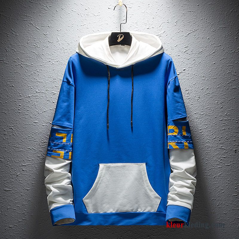 Hoodie Mannelijk Student Mode Pullover Heren Blauw Jasje Trend