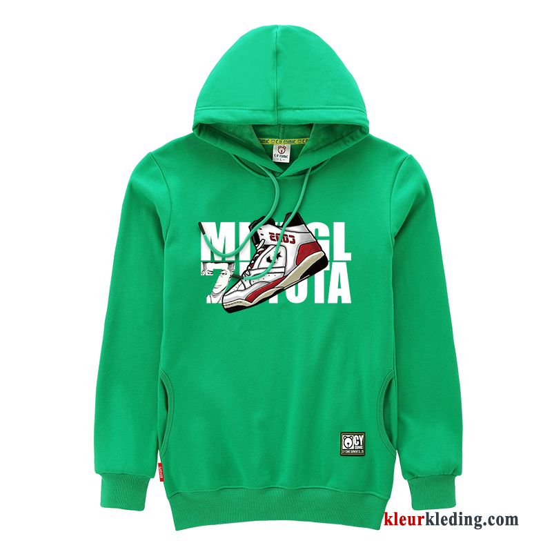 Hoodie Student Pullover Groen Mannelijk Herfst Sport Nieuw Trendy Merk Heren