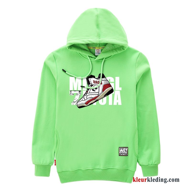 Hoodie Student Pullover Groen Mannelijk Herfst Sport Nieuw Trendy Merk Heren