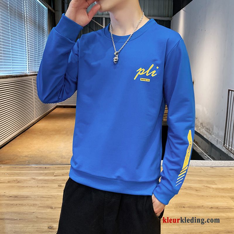 Hoodie T-shirt Lange Mouw Jasje Blauw Lange Mouwen Trend Heren Herfst