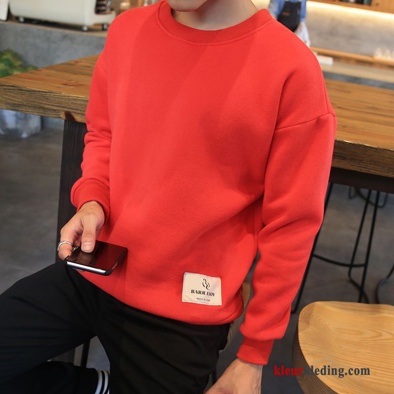 Hoodie T-shirt Lange Mouw Onderhemd Ronde Hals Rood Jasje Voorjaar Trend Heren