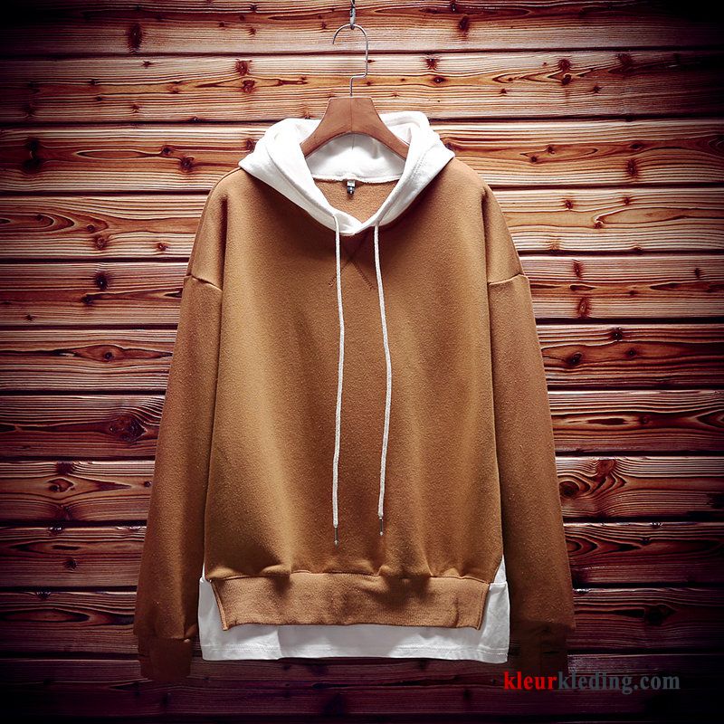 Hoodie Trend Heren Khaki Pullover Persoonlijk Herfst Bedrukken