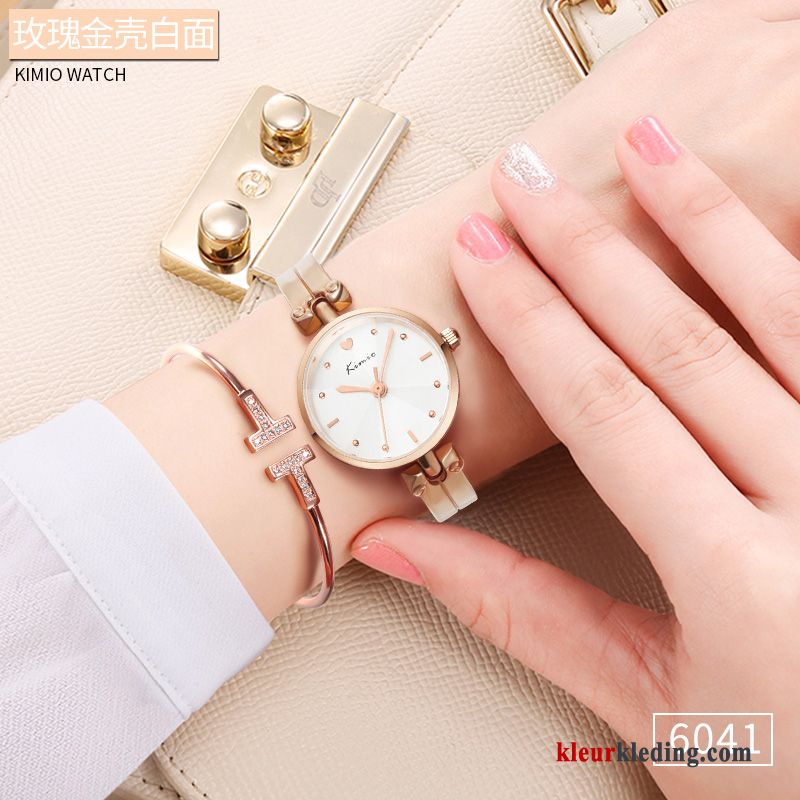 Horloge Armbanden Dames Rose Goud Nieuw Student Eenvoudig Trend Waterdicht Blauw Gouden Beige