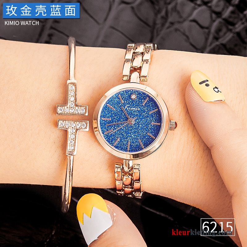 Horloge Armbanden Dames Rose Goud Nieuw Student Eenvoudig Trend Waterdicht Blauw Gouden Beige