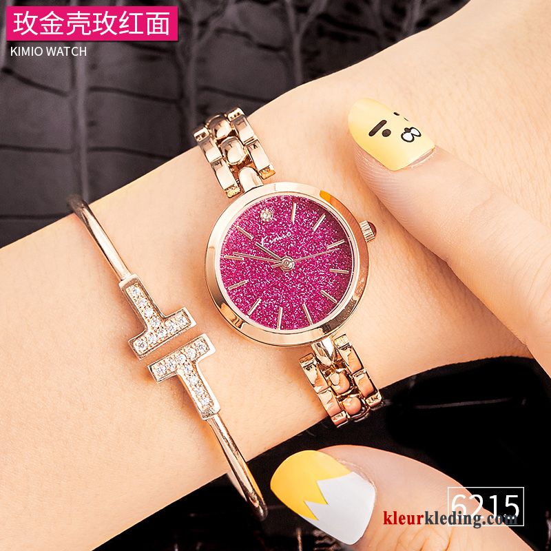 Horloge Armbanden Dames Rose Goud Nieuw Student Eenvoudig Trend Waterdicht Blauw Gouden Beige