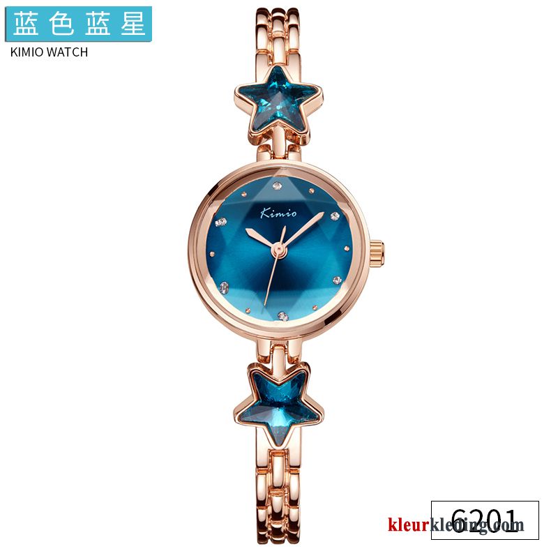 Horloge Armbanden Dames Rose Goud Nieuw Student Eenvoudig Trend Waterdicht Blauw Gouden Beige