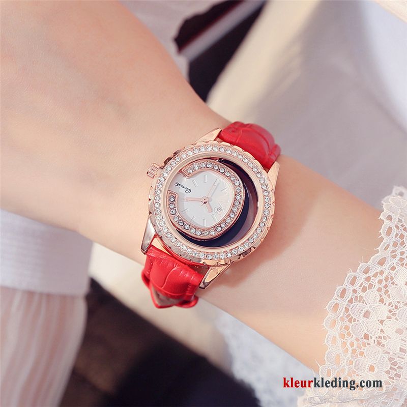 Horloge Casual Dames Student Elegante Trend Echte Strass Eenvoudig Zwart