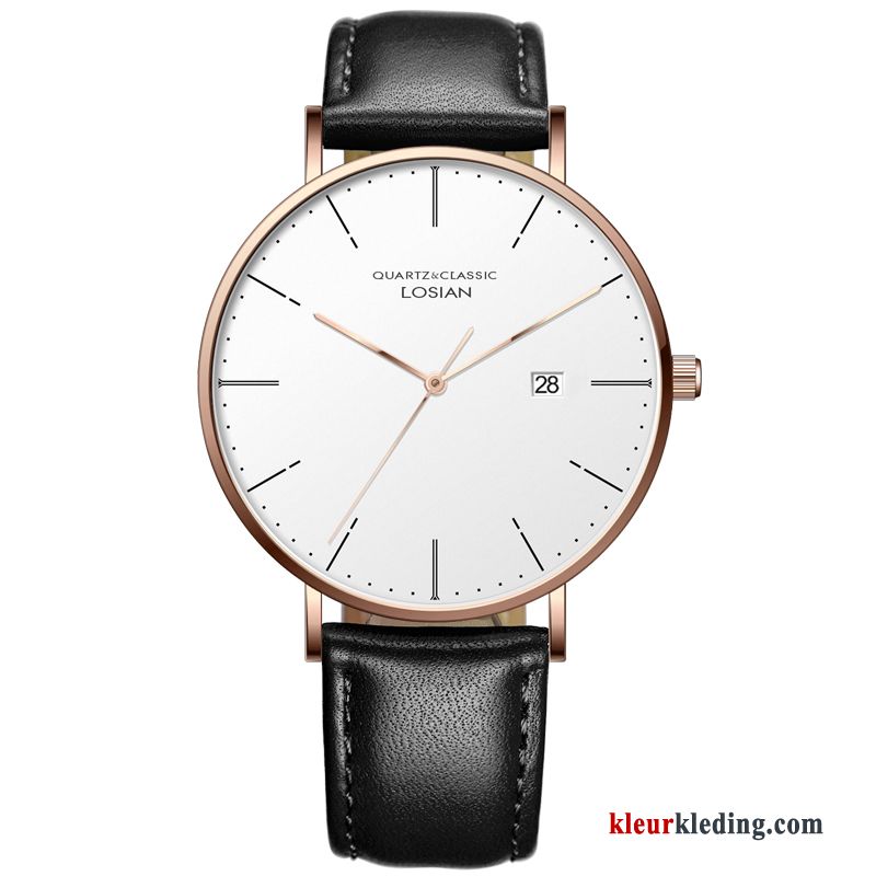 Horloge Heren Waterdicht 2019 Nieuw Trend Casual Student Eenvoudig Wit Gouden